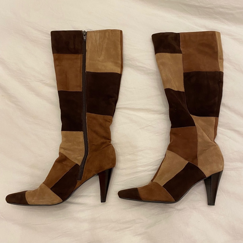 Bandolino Tall Suede Patchwork Boots